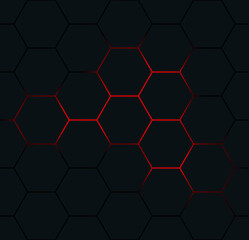 Canvas Print - Black hexagon seamless pattern. Abstract hexagonal background.