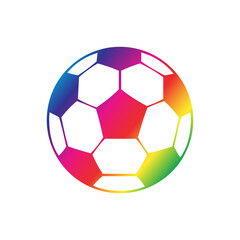 Canvas Print - rainbow soccer ball line icon. clipart image isolated on white background