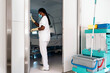 © Nunez Image/Stocksy - Cleaning Worker Disinfecting Hospital