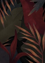Dark Tropical Background With Jungle Plants