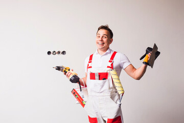 Wall Mural - Fully equiped professional repairman ready for work