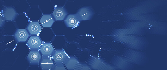 internet digital security technology concept for business background. Lock on circuit board