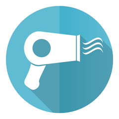 Poster - Hair dryer, beauty salon blue icon, flat design vector illustration in eps 10 for webdesign and mobile applications