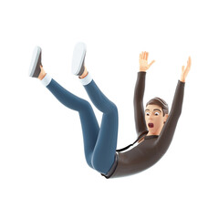3d cartoon man falling from height