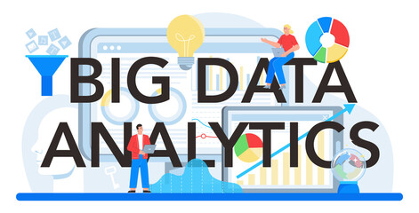 Poster - Business big data analytics typographic header. Chart and graph, diagram