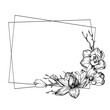 Frame with magnolia flowers, leaves and branches