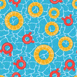 © olegganko - Pool water and lifebuoy seamless pattern background. Vector Illustration