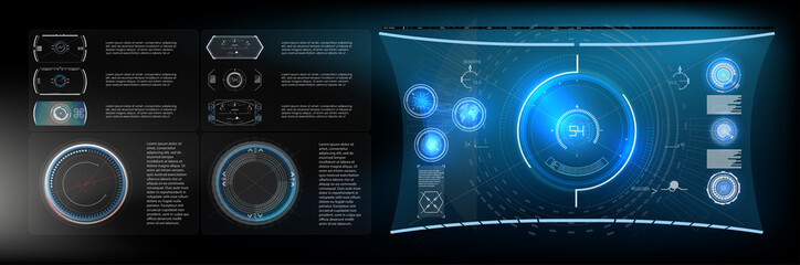 Poster - futuristic vector hud interface screen design. digital callouts titles. hud ui gui futuristic user i