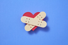 Papercraft Red Heart With Crossed Plaster Strips.