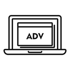 Poster - laptop affiliate marketing icon, outline style