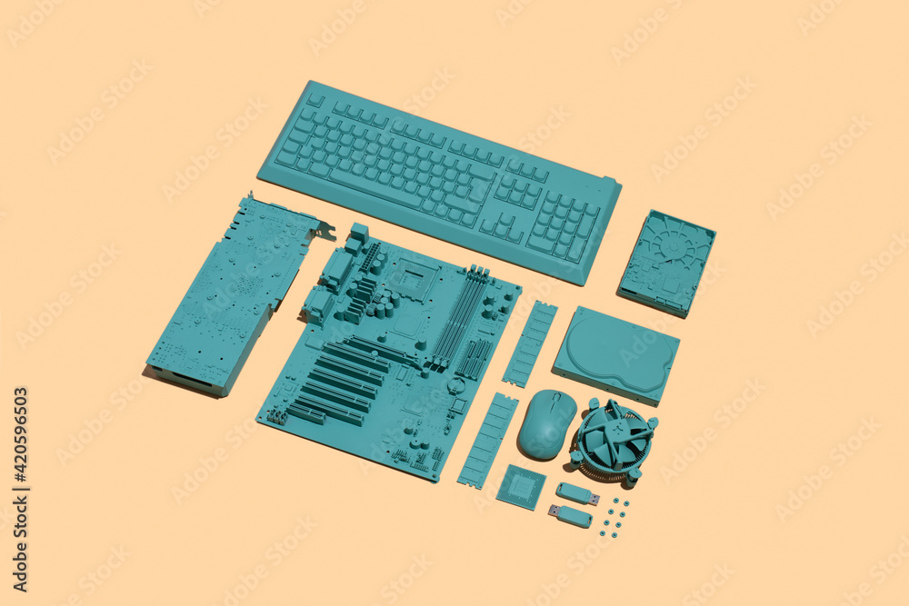 Computer parts and peripherals Stock Photo | Adobe Stock