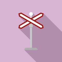 Sticker - Railroad crossing icon, flat style