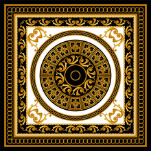 Golden Baroque Element With Chains On A Black Background. EPS10 Illustration.
