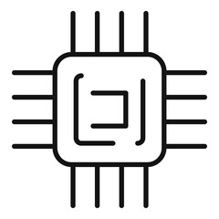 Poster - processor engineering icon, outline style