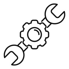 Poster - Repair engineer key icon, outline style