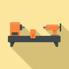 Poster - drilling lathe icon, flat style