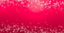 Abstract Bokeh On Red Colourful Background With Flower (Four-leaf Clover) Theme.