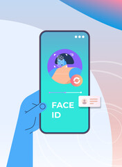 Poster - female character face identity verification scanning facial recognition process personal id access