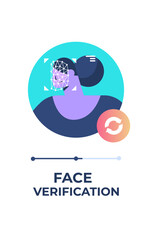 Poster - female character face identity verification scanning facial recognition process personal id access concept