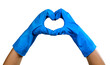 © runrun2 - Doctor's hands in protective gloves making heart shape isolated on white background