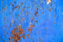 Texture Of Corroding Metal With Grungy Blue Paint