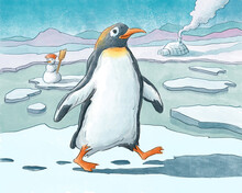 Penguin Watercolor Illustration