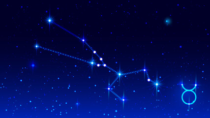 Wall Mural - taurus constellation in night starry sky. zodiac sign taurus