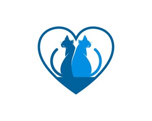 Poster - Simple love shape with twin cat inside