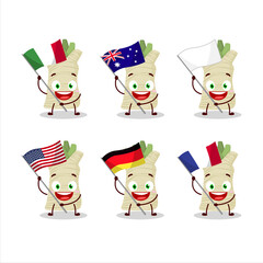 Wall Mural - Horseradish cartoon character bring the flags of various countries