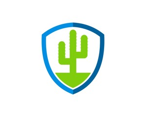 Poster - Simple shield with green cactus inside