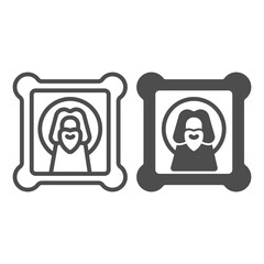 Poster - Icon with holy Jesus line and solid icon, Happy Easter concept, orthodox paint sign on white background, easter and holiday christ canvas icon in outline style for mobile and web. Vector graphics.