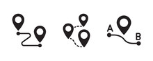 Map, Route, Gps Distance, Roadmap Icon Set. Vector Graphic Illustration. Suitable For Website Design, Logo, App, Template, And Ui.  