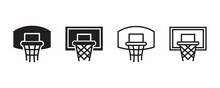Basketball Hoop, Basketball Ring, Basketball Net Icon Set. Vector Graphic Illustration. Suitable For Website Design, Logo, App, Template, And Ui. 