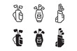 Golf bag icon set. Vector graphic illustration. Suitable for website design, logo, app, template, and ui. 