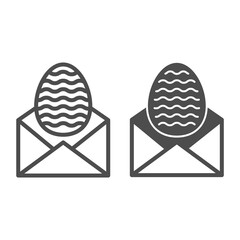 Poster - Envelope with egg line and solid icon, Happy Easter concept, Easter card sign on white background, Happy Easter message in envelope icon in outline style for mobile and web design. Vector graphics.