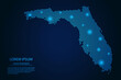 Abstract image Florida map from point blue and glowing stars on a dark background. vector illustration.