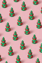 Pattern Of Christmas Trees Handmade From Modeling Clay.