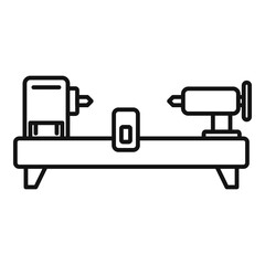 Poster - drilling lathe icon, outline style