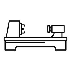 Poster - steel lathe icon, outline style