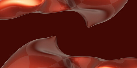 Wall Mural - Abstract red water drop shape, free shape, glossy texture 3d illustration