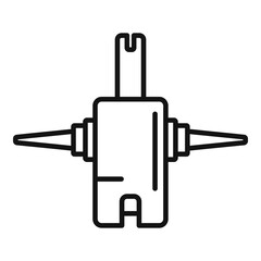 Poster - tire fitting stand icon, outline style