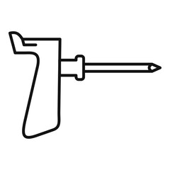 Poster - tire fitting needle icon, outline style
