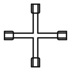 Poster - cross tire key icon, outline style