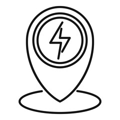 Poster - charge station location icon, outline style