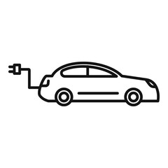 Poster - hybrid car icon, outline style
