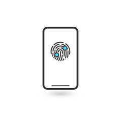 Wall Mural - fingerprint icon on smartphone screen. Touch id icon. linear flat trend modern simple logo graphic art design ui element 