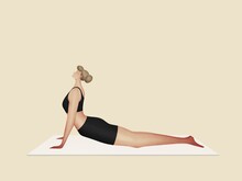 Woman In Yoga Position. Stretching And Relaxation. Concept Of Active And Healthy Lifestyle.