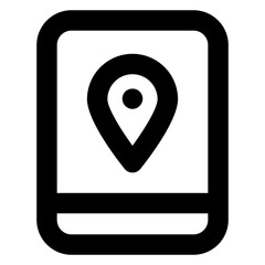 
A pin pointer inside phone, solid icon of mobile location

