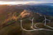 © Hakan & Sophie/Stocksy - aerial shot of wind farm
