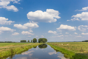 Wall Mural - Littlle river Dwingelerstroom with clouds reflecting in the water